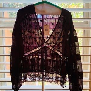 Free People Sheer Lace Blouse
